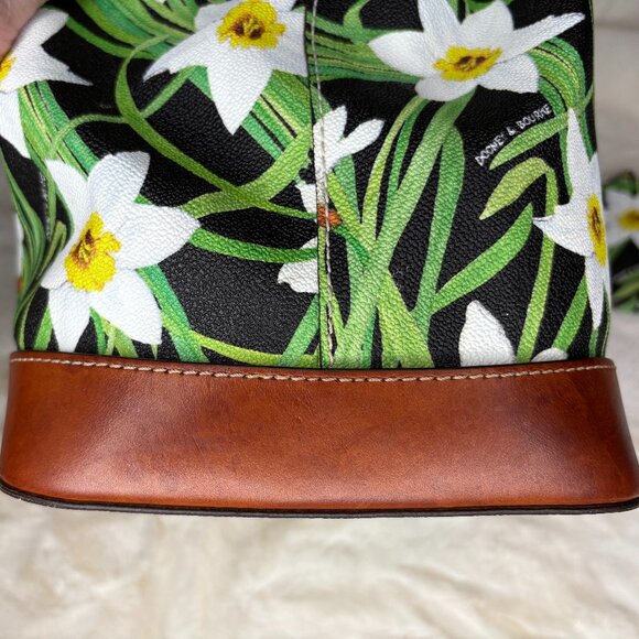 Dooney & Bourke Daffodils on Black Drawstring Bucket Bag With Matching Wristlet - Picture 10 of 16